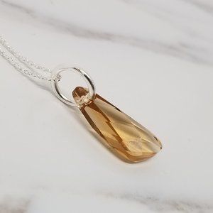 ⭐Sterling Silver Necklace Champagne Wing Swarovski